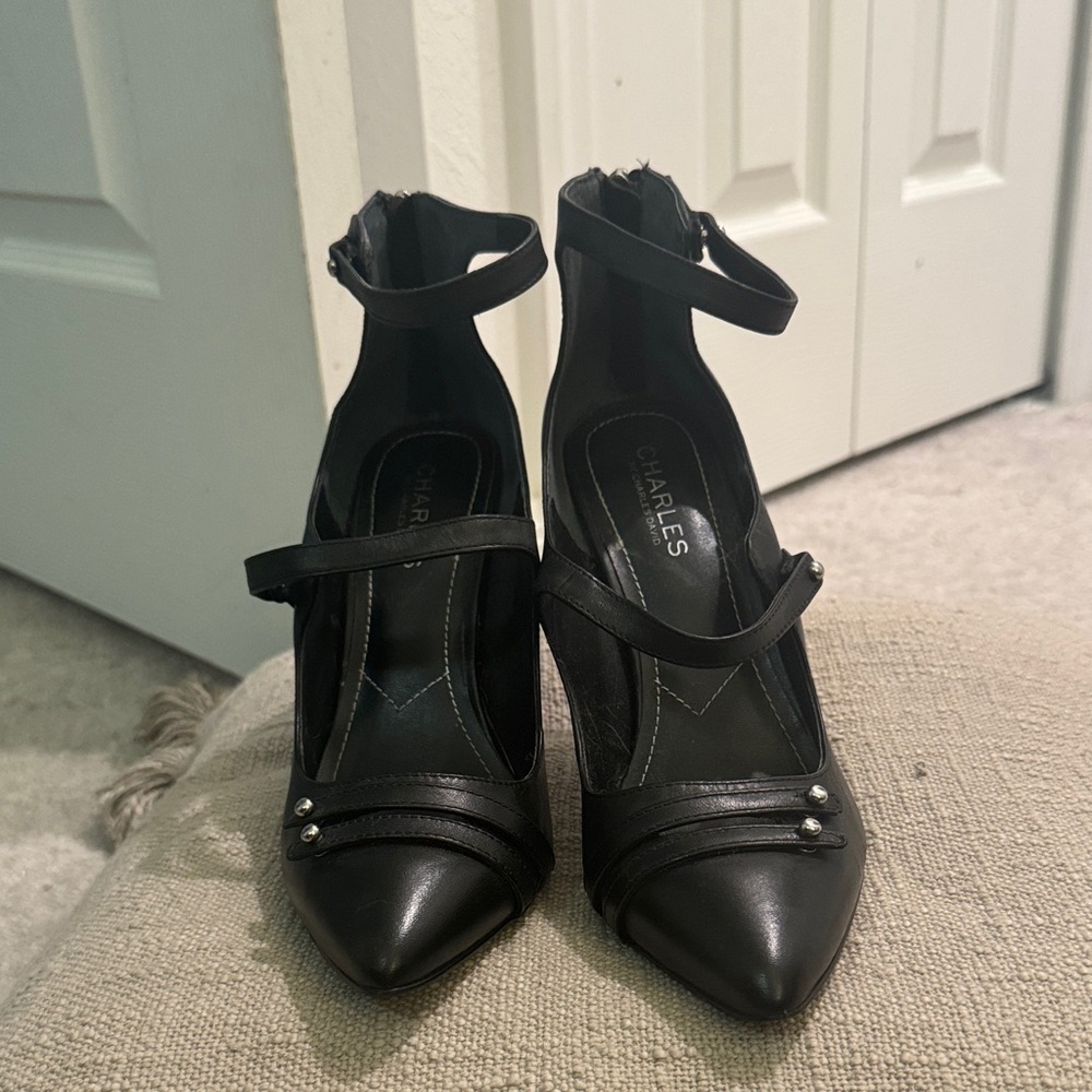 Charles By Charles David Black Ankle Strap Heels- Never worn